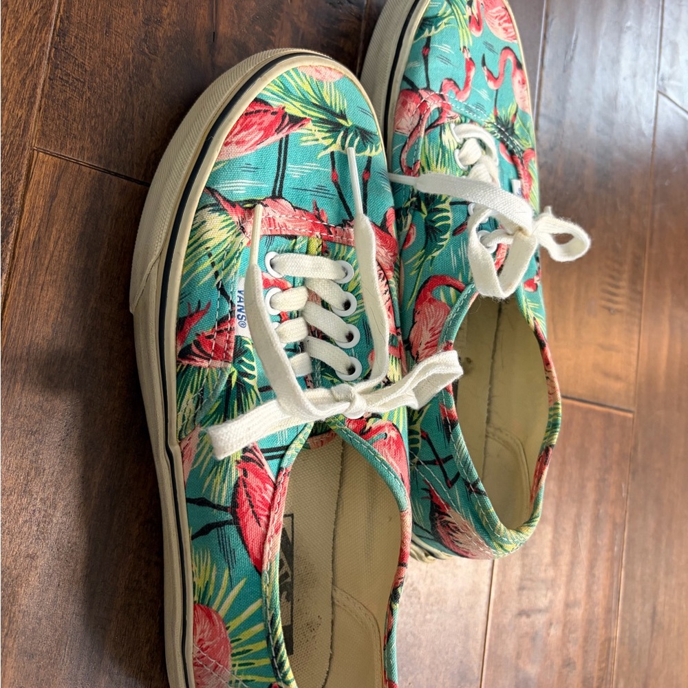 Vans Old Skool Flamingo Print Sneakers Authentic Van Doren Tropical Canvas Shoes - Picture 5 of 9